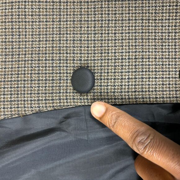 1990s womens blazer jacket, size 8 vintage plaid womens beige/black jacket - Picture 4 of 8